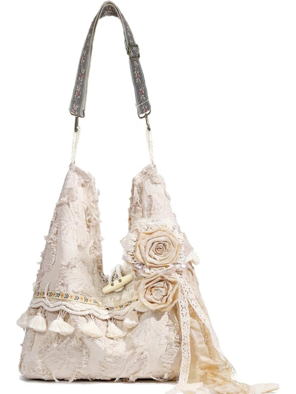 Boho Purses Bags for Women Hand Retro Hobo Handbag Flower Crossbody Purse